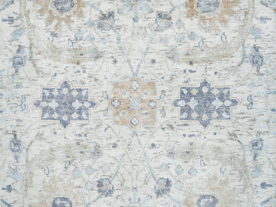 2'6" x 23'10" New Hand Knotted Ivory Wool & Silk Runner Oriental Rug - MOA10264903