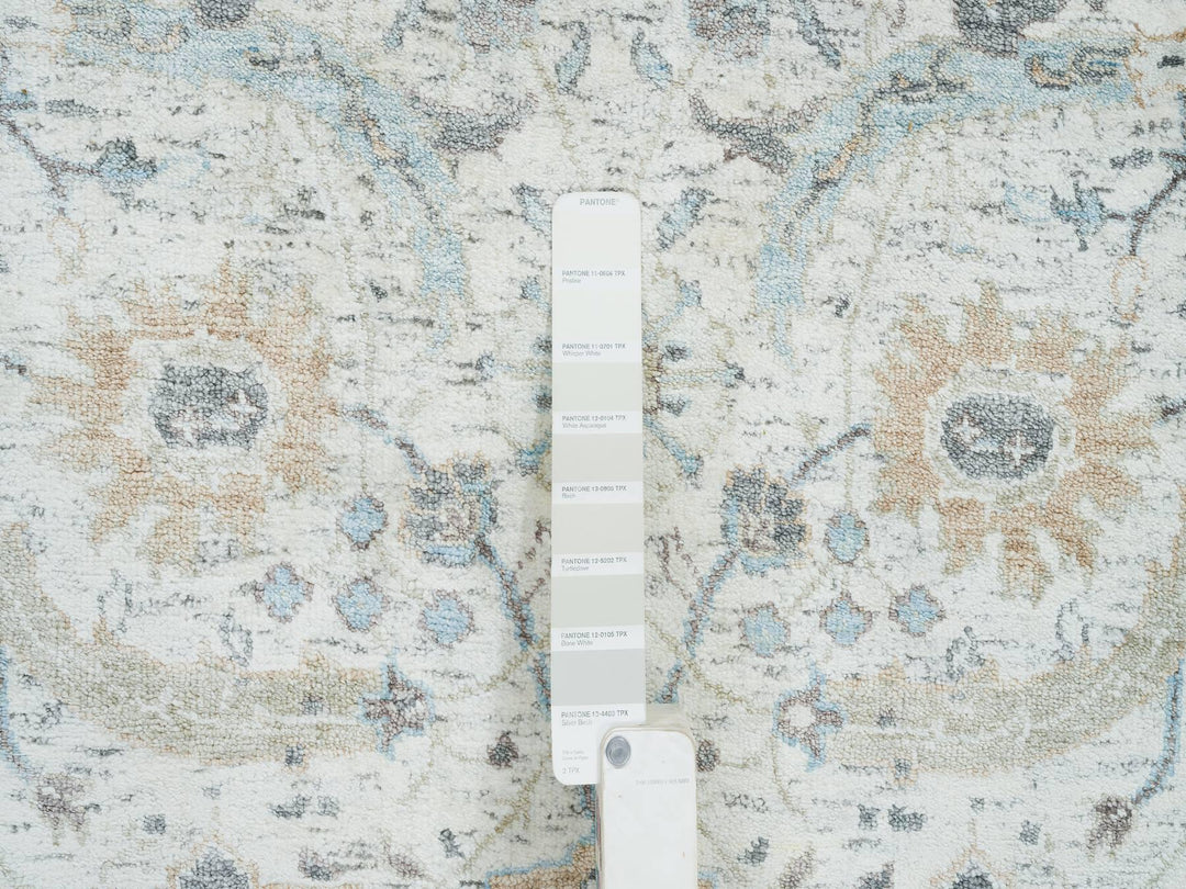 2'7" x 22'0" New Hand Knotted Ivory Wool & Silk Runner Oriental Rug - MOA10264904