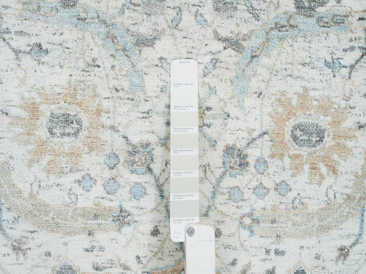 2'7" x 22'0" New Hand Knotted Ivory Wool & Silk Runner Oriental Rug - MOA10264904