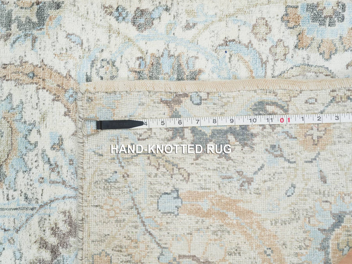 2'7" x 22'0" New Hand Knotted Ivory Wool & Silk Runner Oriental Rug - MOA10264904