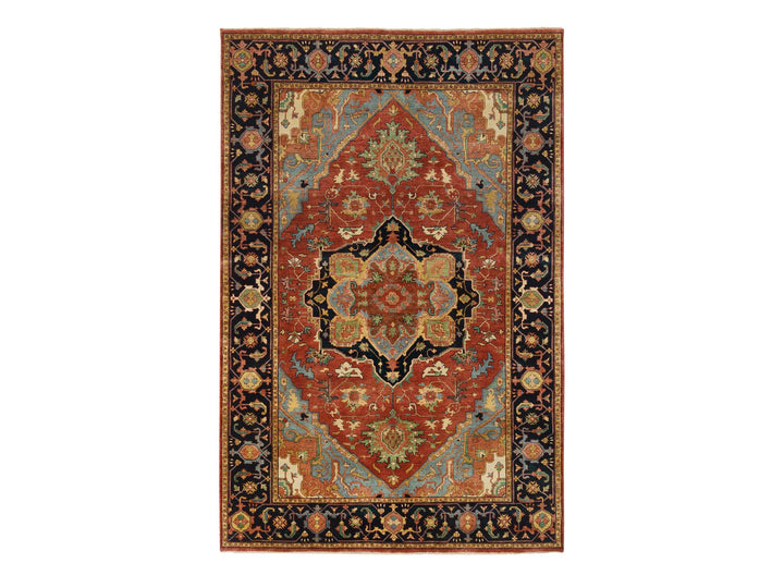 6'0" x 9'1" New Hand Knotted Red Wool Rectangle Oriental Rug - MOA10264954