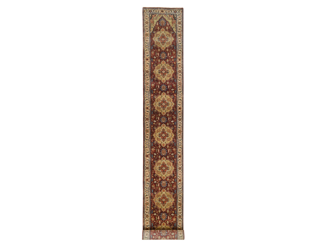 2'5" x 20'1" New Hand Knotted Red Wool Runner Oriental Rug - MOA10264960