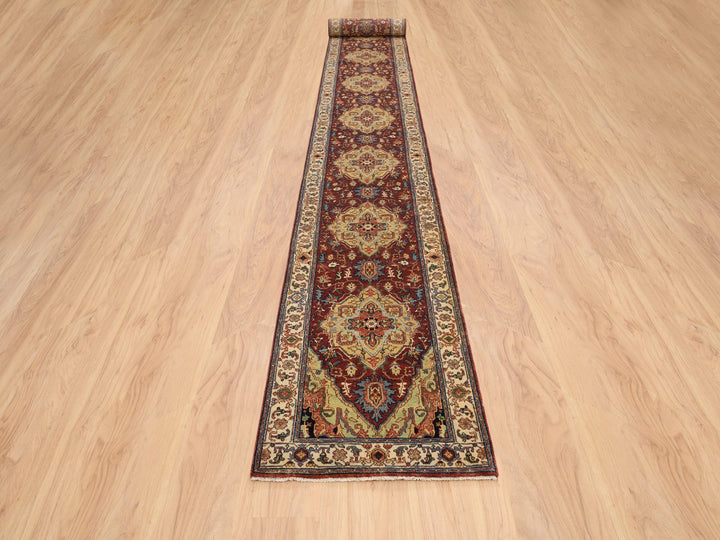 2'5" x 20'1" New Hand Knotted Red Wool Runner Oriental Rug - MOA10264960
