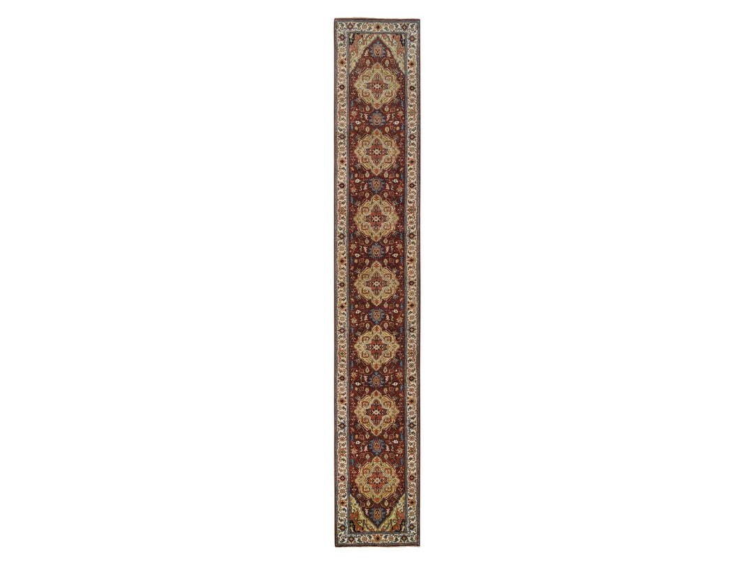 2'7" x 16'0" New Hand Knotted Red Wool Runner Oriental Rug - MOA10264966