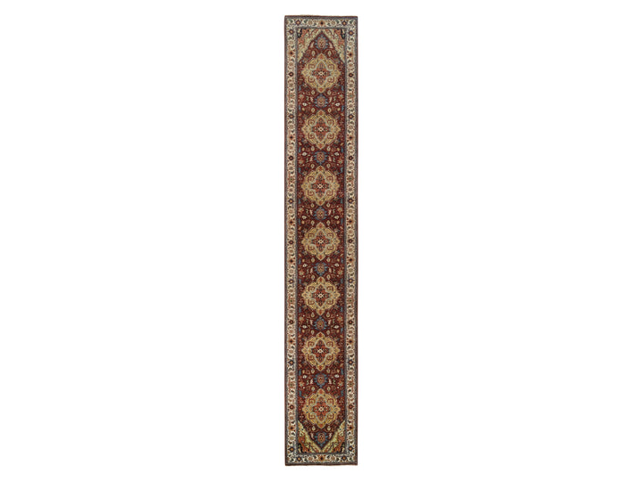 2'7" x 16'0" New Hand Knotted Red Wool Runner Oriental Rug - MOA10264966