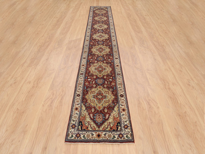 2'7" x 16'0" New Hand Knotted Red Wool Runner Oriental Rug - MOA10264966