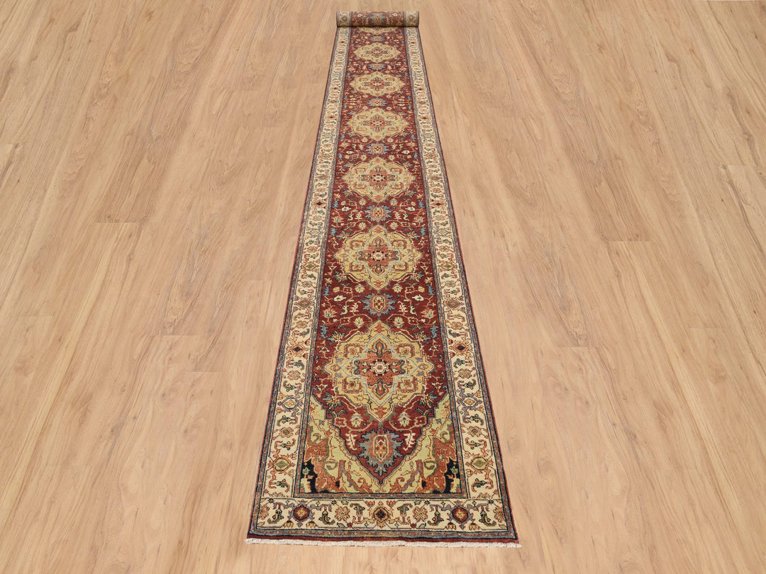 2'6" x 18'2" New Hand Knotted Red Wool Runner Oriental Rug - MOA10264970