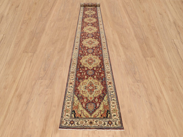 2'6" x 18'2" New Hand Knotted Red Wool Runner Oriental Rug - MOA10264970