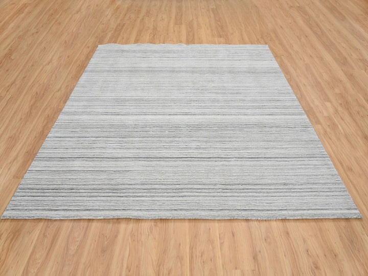 8'1" x 8'0" New Hand Loomed Grey Wool Square Oriental Rug - MOA10264990