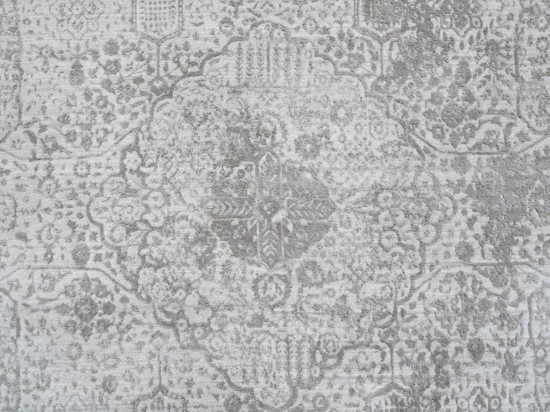 10'0" x 10'0" New Hand Knotted Grey Wool & Silk Square Oriental Rug - MOA10265016