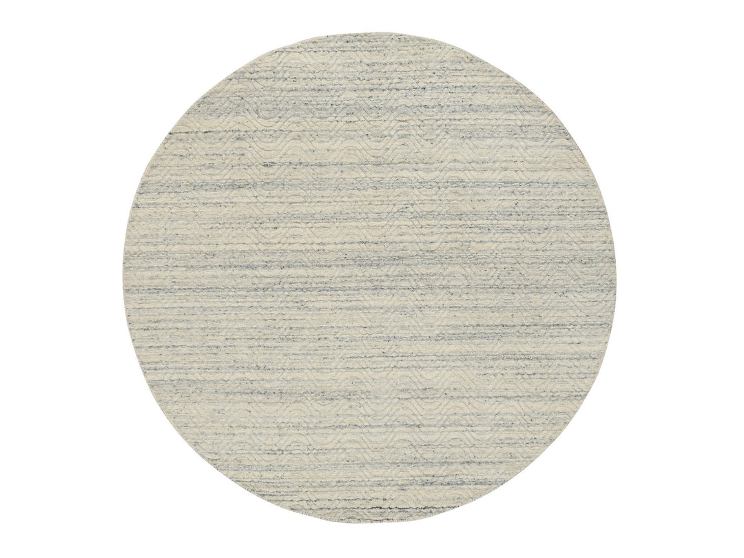 5'10" x 5'10" New Hand Loomed Beige Wool Round Oriental Rug - MOA10265024