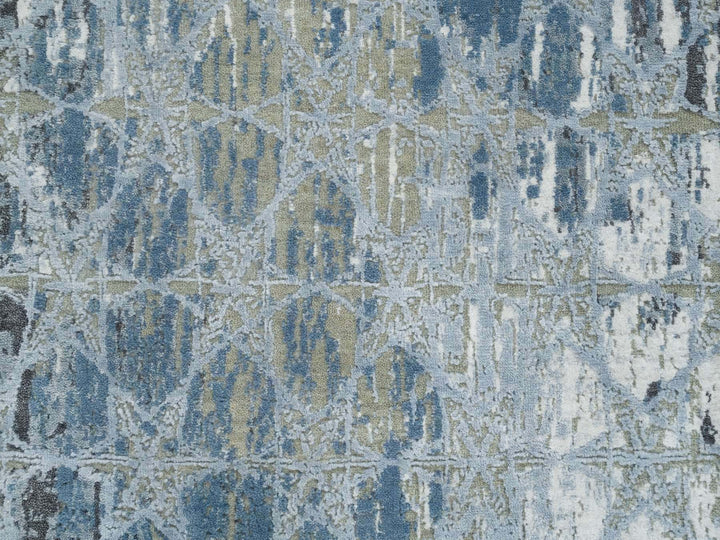 2'6" x 8'3" New Hand Knotted Grey Wool & Silk Runner Oriental Rug - MOA10265027