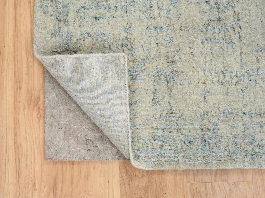 8'1" x 10'0" New Hand Loomed Grey Wool & Silk Rectangle Oriental Rug - MOA10265034