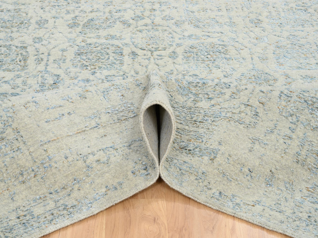 8'1" x 10'0" New Hand Loomed Grey Wool & Silk Rectangle Oriental Rug - MOA10265034