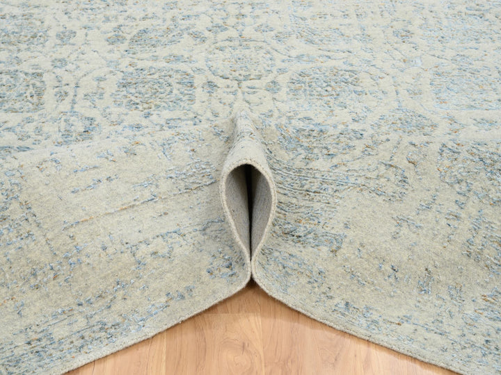 8'1" x 10'0" New Hand Loomed Grey Wool & Silk Rectangle Oriental Rug - MOA10265034