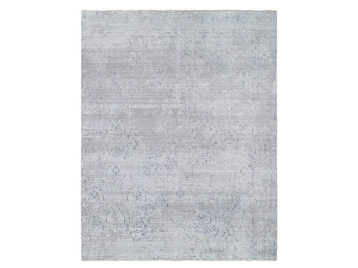 11'9" x 15'0" New Hand Knotted Ivory Wool & Silk Rectangle Oriental Rug - MOA10265042