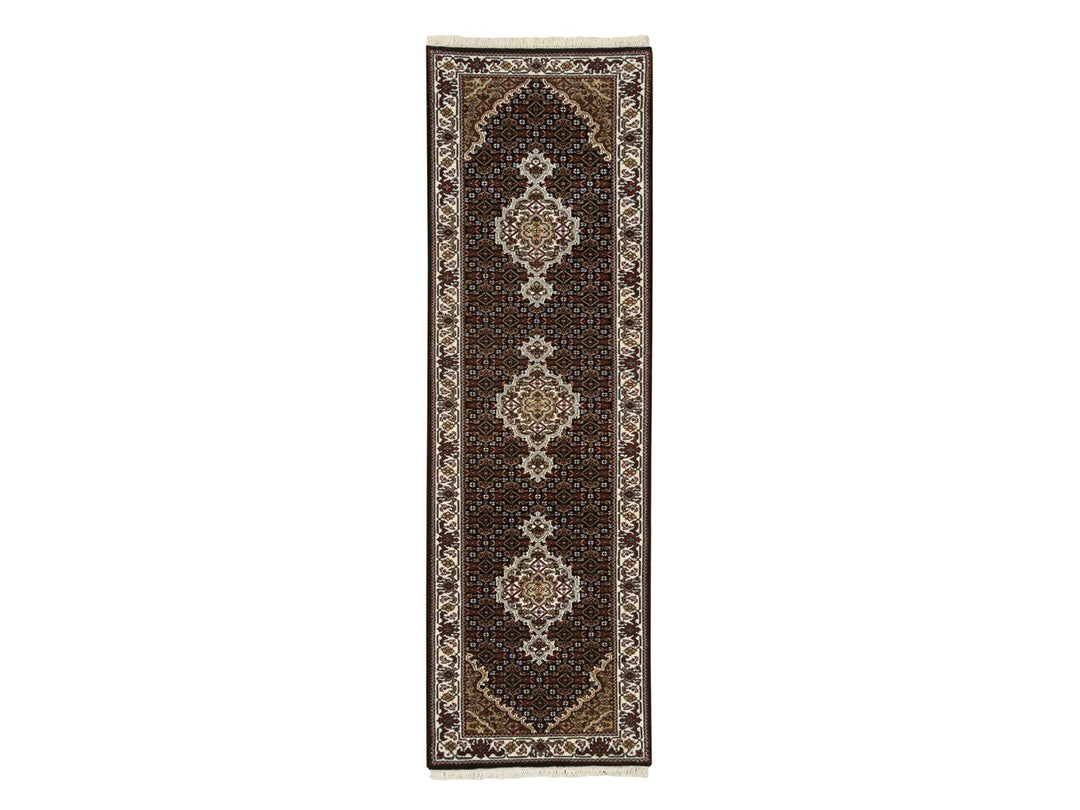2'0" x 7'10" New Hand Knotted Black Wool Runner Oriental Rug - MOA10265061