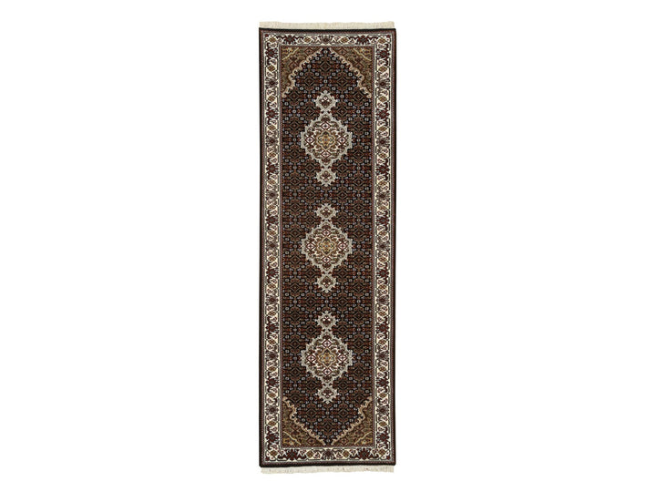 2'0" x 7'10" New Hand Knotted Black Wool Runner Oriental Rug - MOA10265061