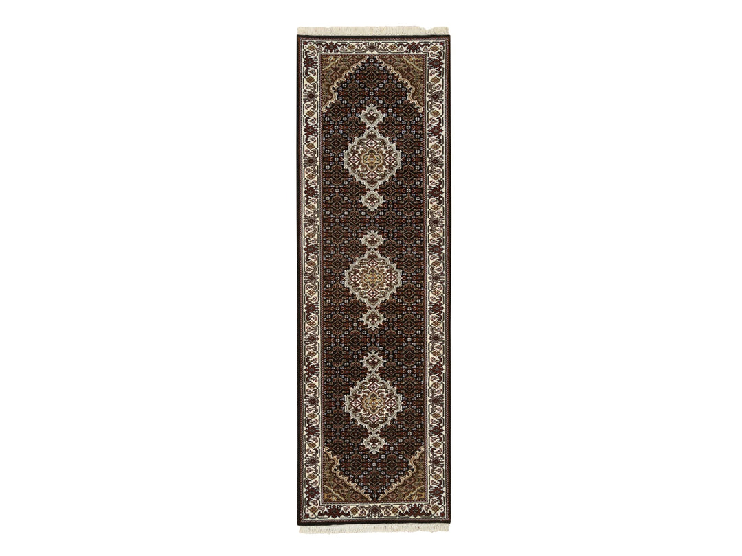 2'0" x 8'1" New Hand Knotted Black Wool Runner Oriental Rug - MOA10265065