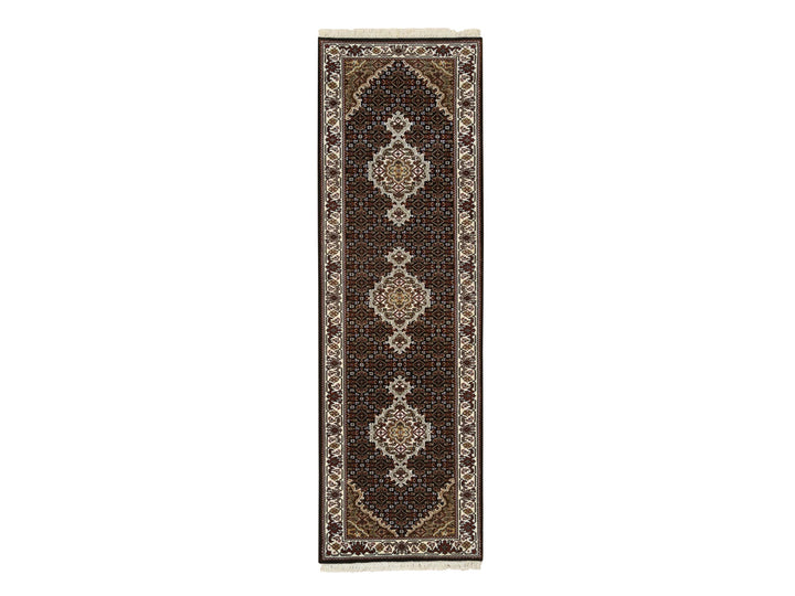 2'0" x 8'1" New Hand Knotted Black Wool Runner Oriental Rug - MOA10265065