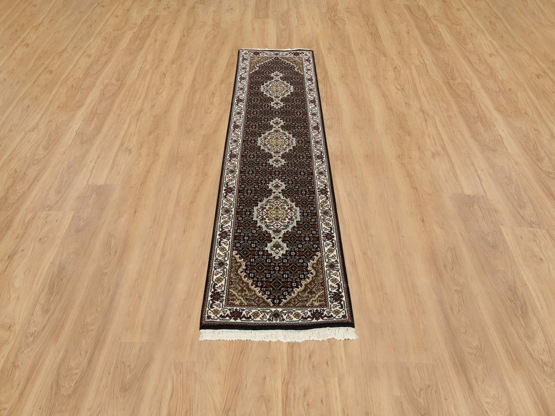 2'0" x 8'1" New Hand Knotted Black Wool Runner Oriental Rug - MOA10265065