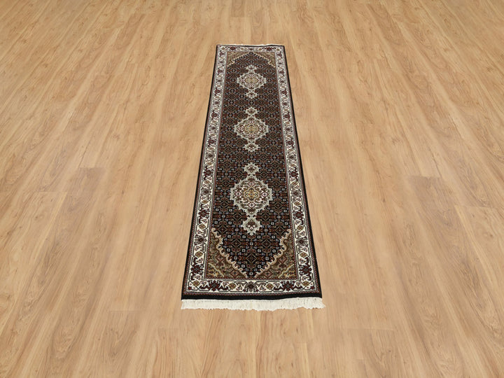 2'0" x 8'1" New Hand Knotted Black Wool Runner Oriental Rug - MOA10265065