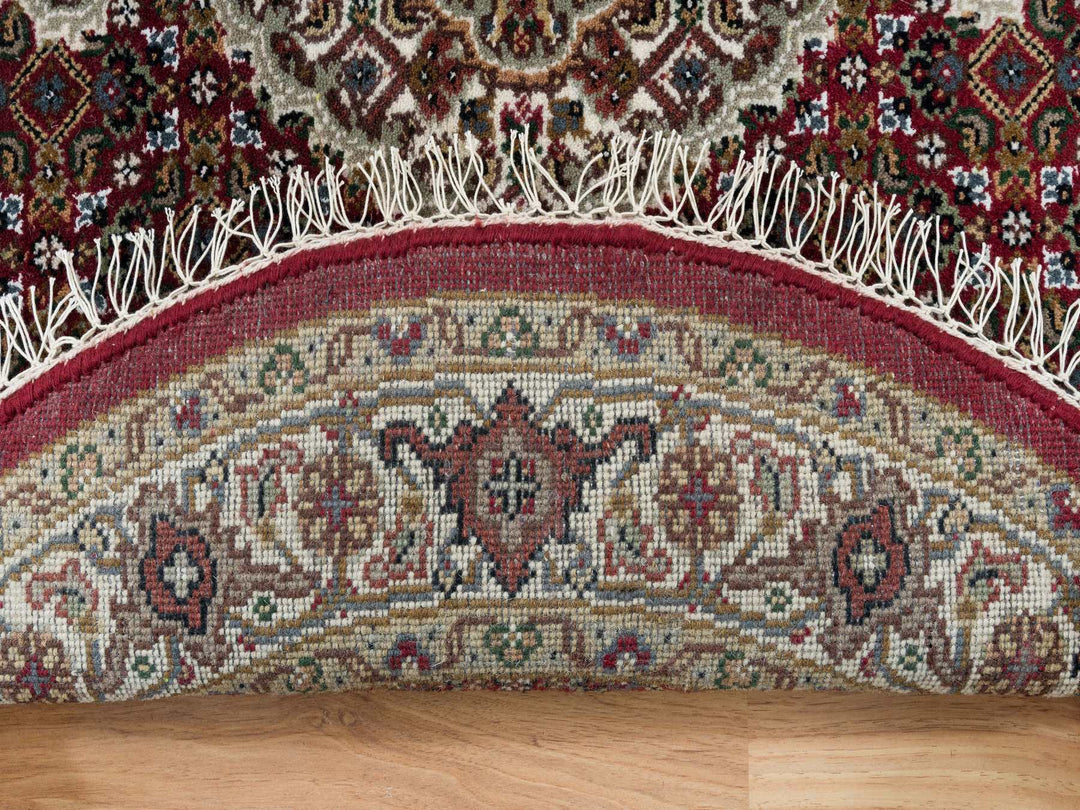 3'4" x 3'4" New Hand Knotted Red Wool Round Oriental Rug - MOA10265093