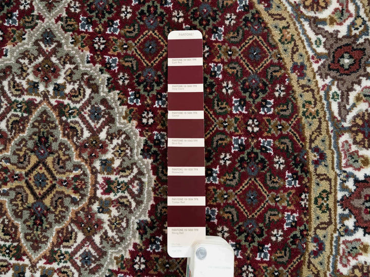 3'4" x 3'4" New Hand Knotted Red Wool Round Oriental Rug - MOA10265093
