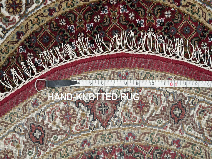 3'4" x 3'4" New Hand Knotted Red Wool Round Oriental Rug - MOA10265093