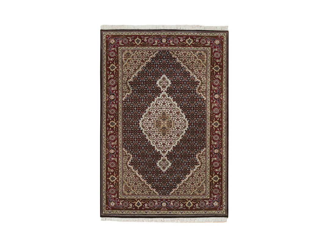 4'1" x 6'0" New Hand Knotted Black Wool Rectangle Oriental Rug - MOA10265101
