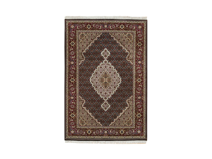4'1" x 6'0" New Hand Knotted Black Wool Rectangle Oriental Rug - MOA10265101