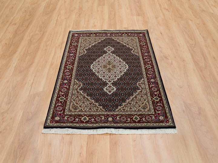 4'1" x 6'0" New Hand Knotted Black Wool Rectangle Oriental Rug - MOA10265101