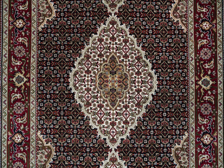 4'1" x 6'0" New Hand Knotted Black Wool Rectangle Oriental Rug - MOA10265101