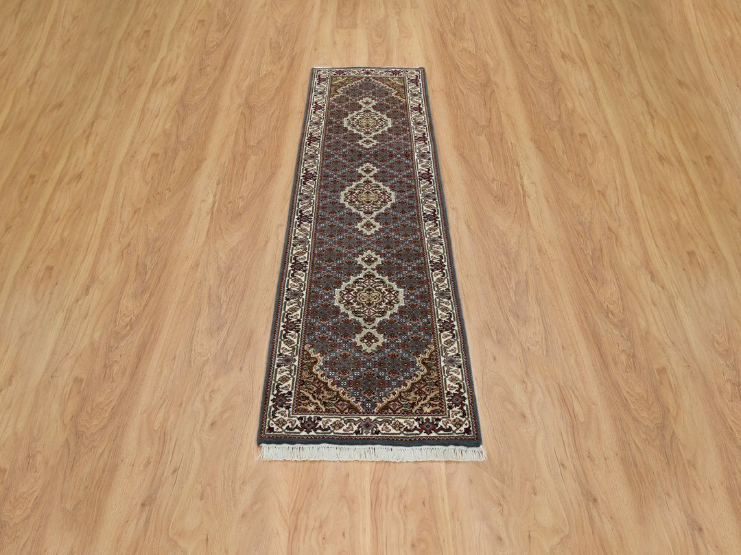 2'0" x 8'5" New Hand Knotted Grey Wool Runner Oriental Rug - MOA10265105