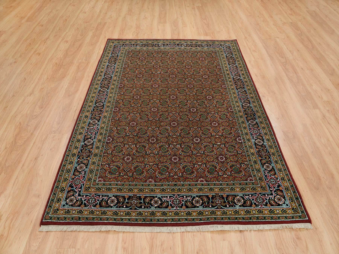 6'1" x 9'0" New Hand Knotted Red Wool Rectangle Oriental Rug - MOA10265108