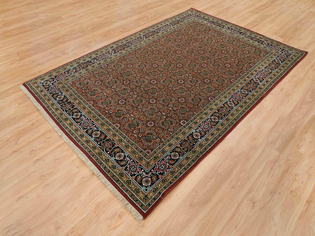 6'1" x 9'0" New Hand Knotted Red Wool Rectangle Oriental Rug - MOA10265108