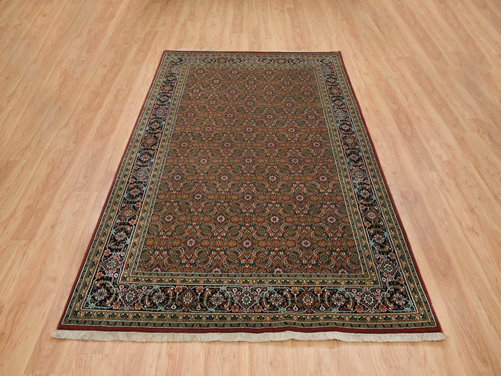 6'0" x 9'5" New Hand Knotted Red Wool Rectangle Oriental Rug - MOA10265109