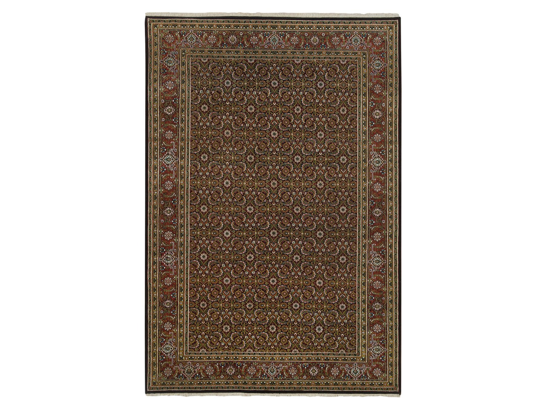 5'10" x 9'1" New Hand Knotted Black Wool Rectangle Oriental Rug - MOA10265115