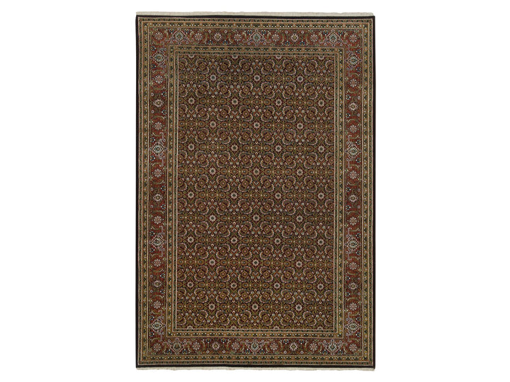 5'10" x 9'1" New Hand Knotted Black Wool Rectangle Oriental Rug - MOA10265115