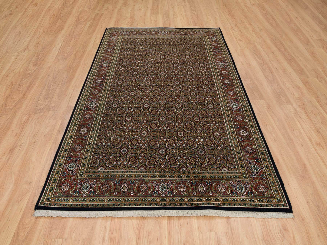 5'10" x 9'1" New Hand Knotted Black Wool Rectangle Oriental Rug - MOA10265115