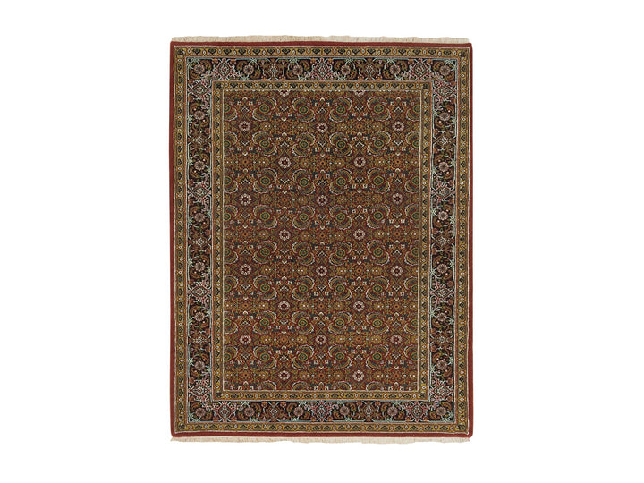 4'3" x 6'2" New Hand Knotted Red Wool & Silk Rectangle Oriental Rug - MOA10265118