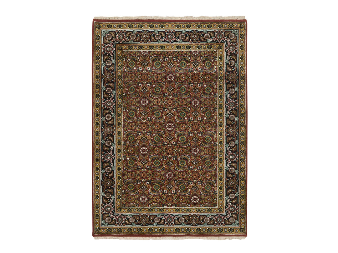 4'2" x 6'0" New Hand Knotted Red Wool Rectangle Oriental Rug - MOA10265119