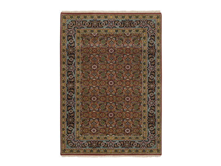 4'2" x 6'0" New Hand Knotted Red Wool Rectangle Oriental Rug - MOA10265119