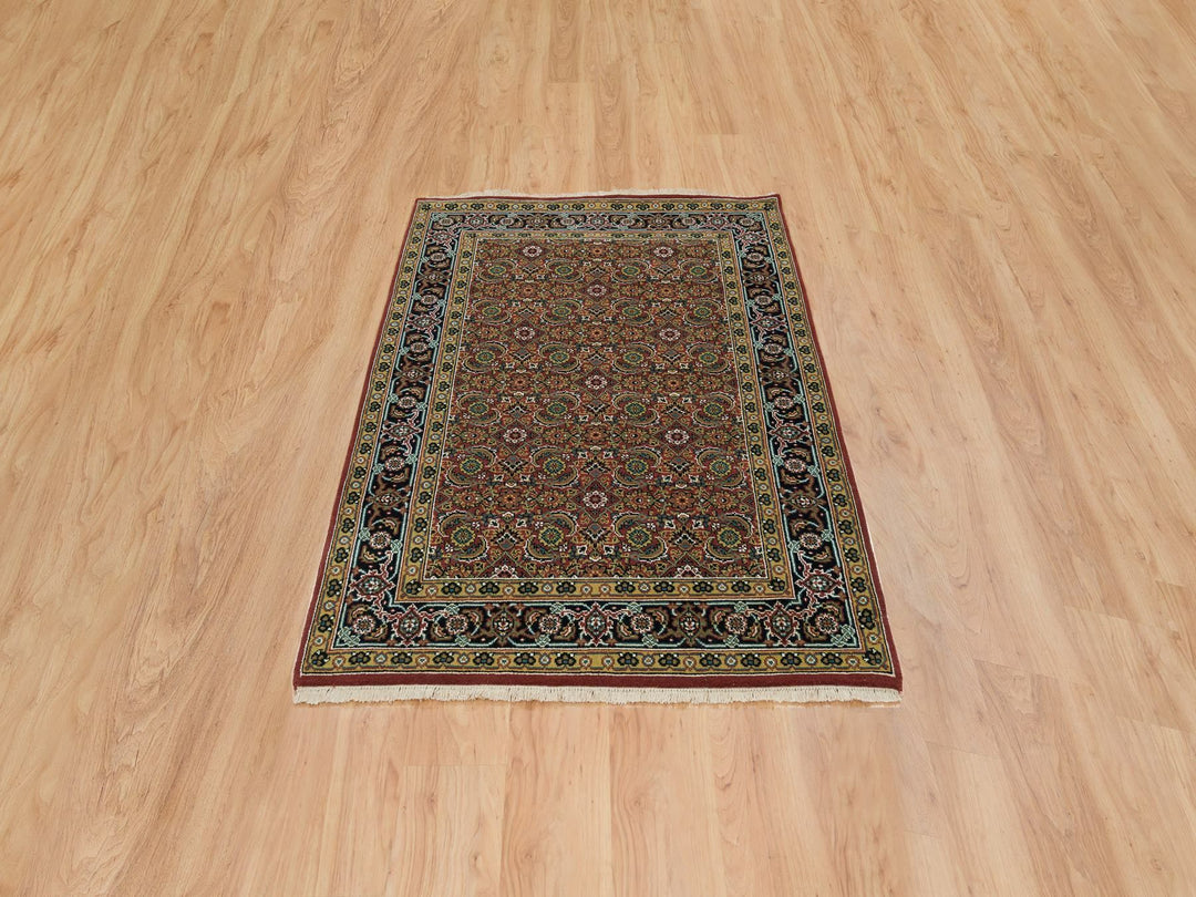 4'2" x 6'0" New Hand Knotted Red Wool Rectangle Oriental Rug - MOA10265119