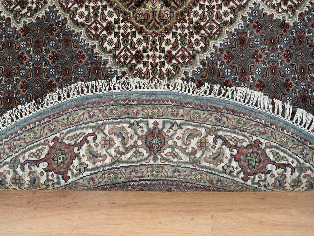 5'0" x 5'0" New Hand Knotted Grey Wool Round Oriental Rug - MOA10265121