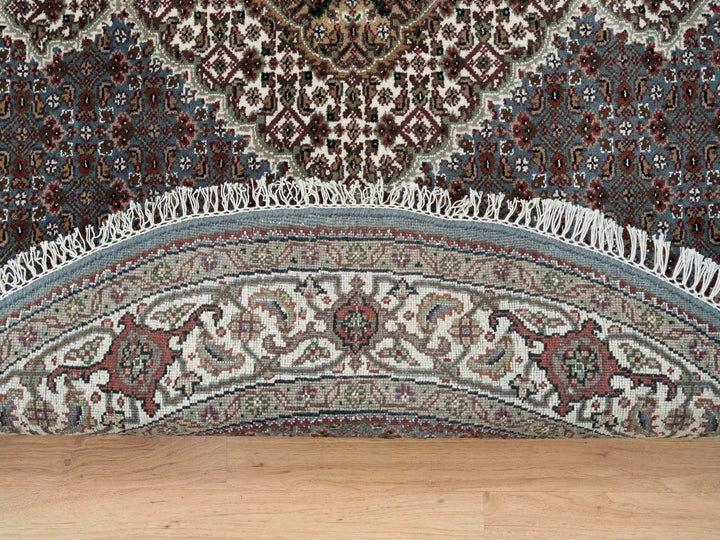 5'0" x 5'0" New Hand Knotted Grey Wool Round Oriental Rug - MOA10265121