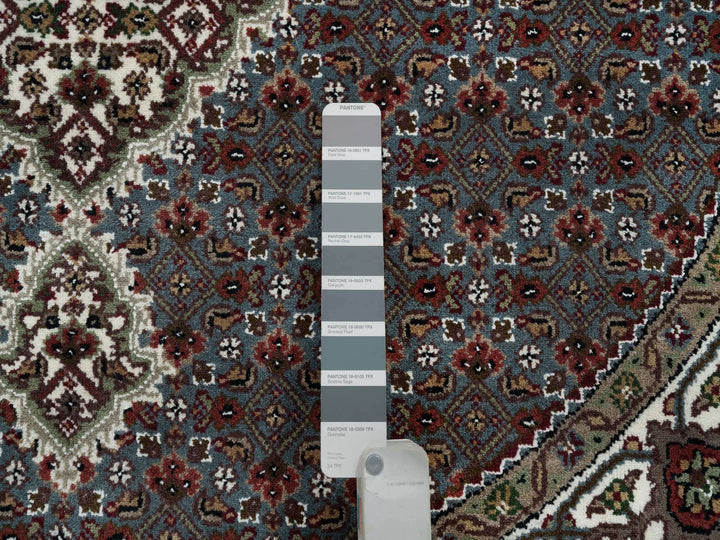 5'0" x 5'0" New Hand Knotted Grey Wool Round Oriental Rug - MOA10265121