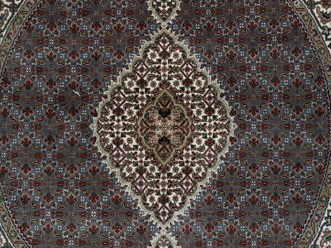 5'0" x 5'0" New Hand Knotted Grey Wool Round Oriental Rug - MOA10265121