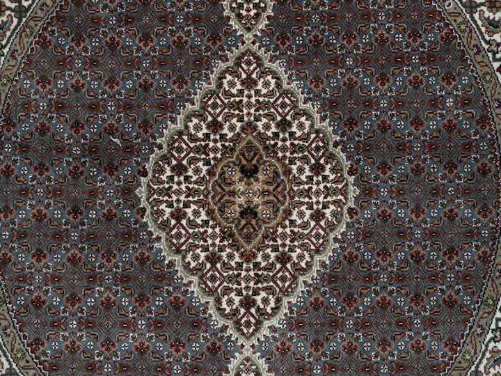 5'0" x 5'0" New Hand Knotted Grey Wool Round Oriental Rug - MOA10265121