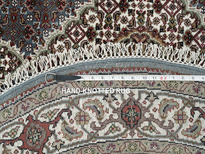 5'0" x 5'0" New Hand Knotted Grey Wool Round Oriental Rug - MOA10265121